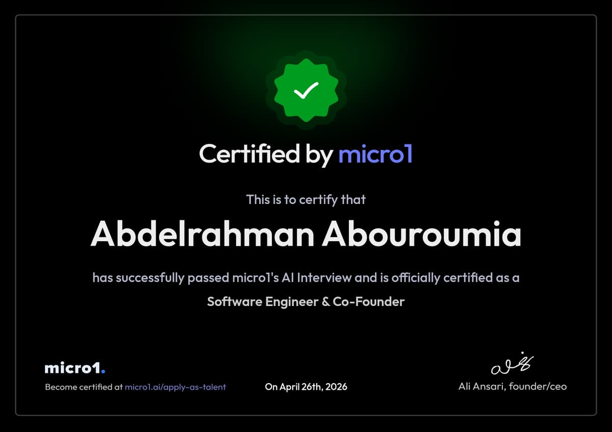 micro1 Certified Software Engineer certificate